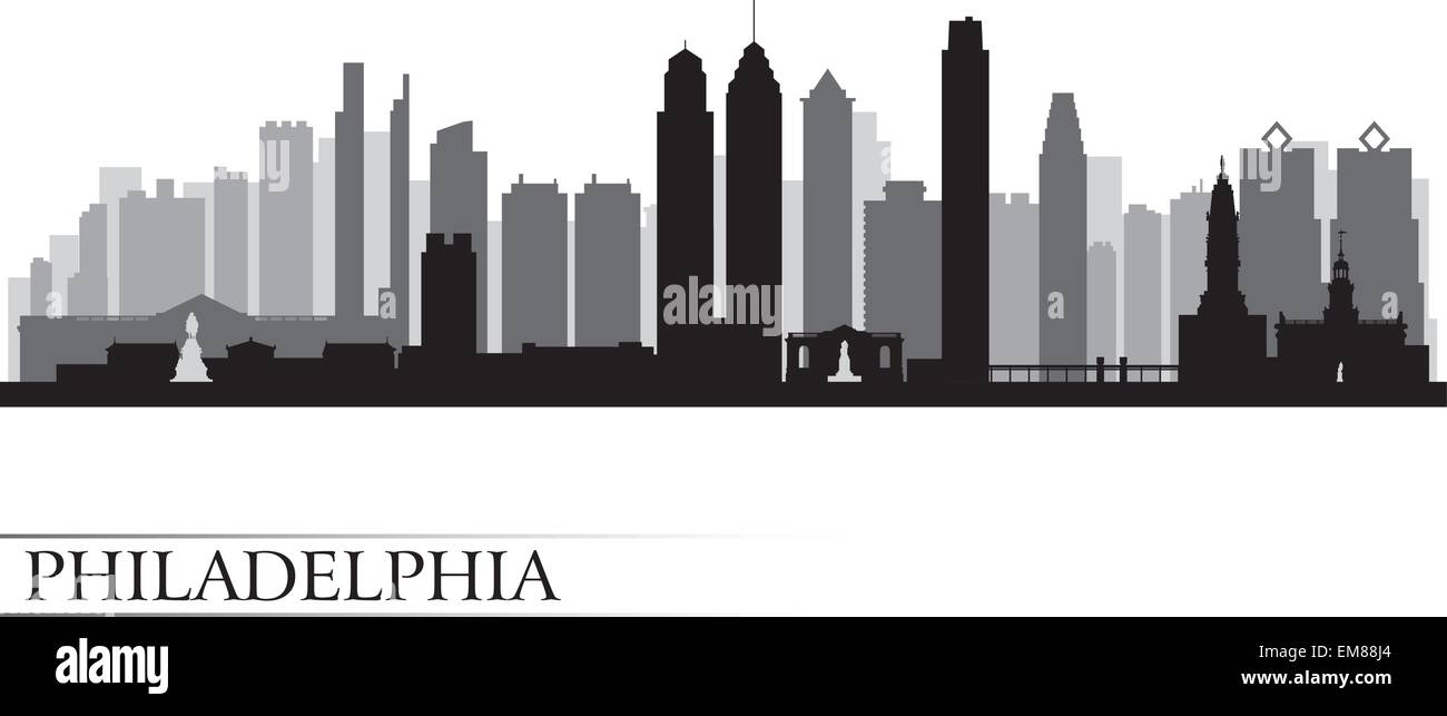 Philadelphia City Skyline detaillierte silhouette Stock Vektor