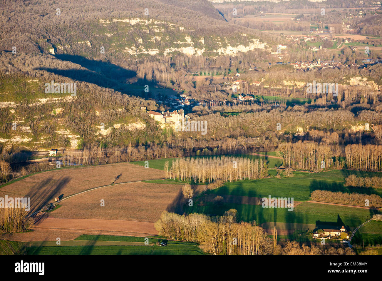 Luftaufnahme der das Lot-Tal in Frankreich Stockfoto