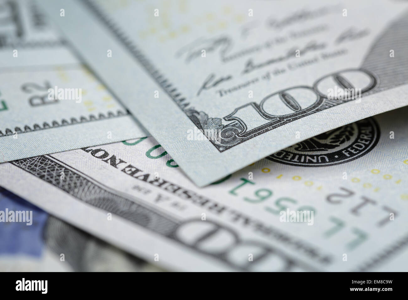 Hundert Dollar Rechnungen Makro Stockfoto
