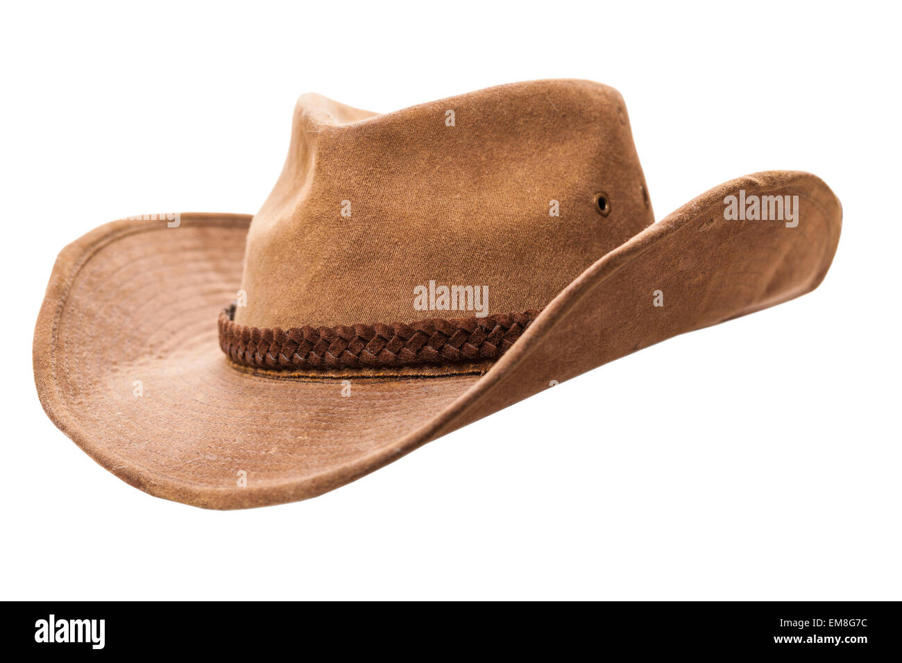 Cowboy-Hut Closeup isoliert auf weißem Hintergrund Stockfoto