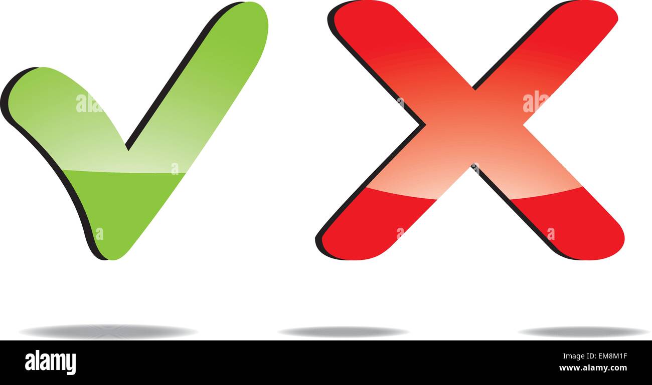Ikonen-Bestätigung "und" zurückweisen Stock Vektor