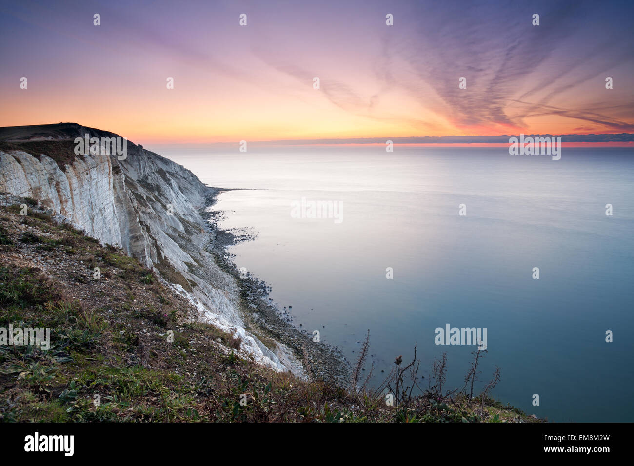 Sonnenaufgang Im Seven Sisters White Cliffs Eastbourne East Sussex England Stockfotografie Alamy