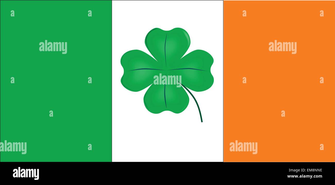 Irische Flagge mit Lucky Shamrock Stock Vektor