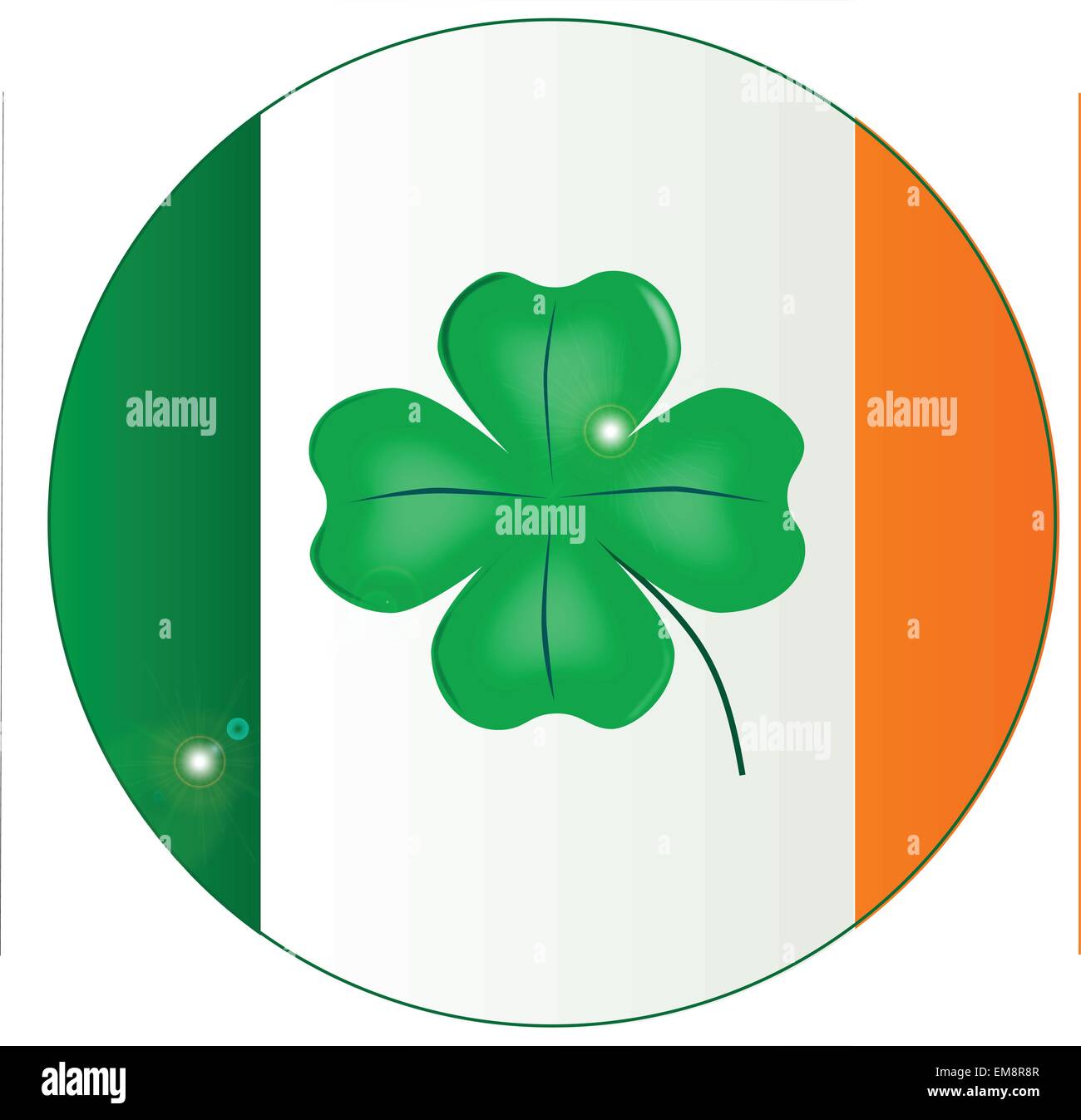Irische Flagge mit Lucky Shamrock-Taste Stock Vektor