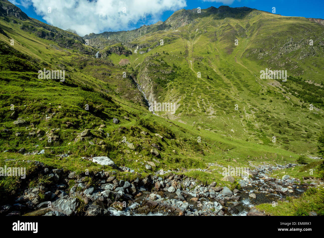 Lane, Klettern an der See Cestrede, Hautes-Pyrenäen, Frankreich Stockfoto