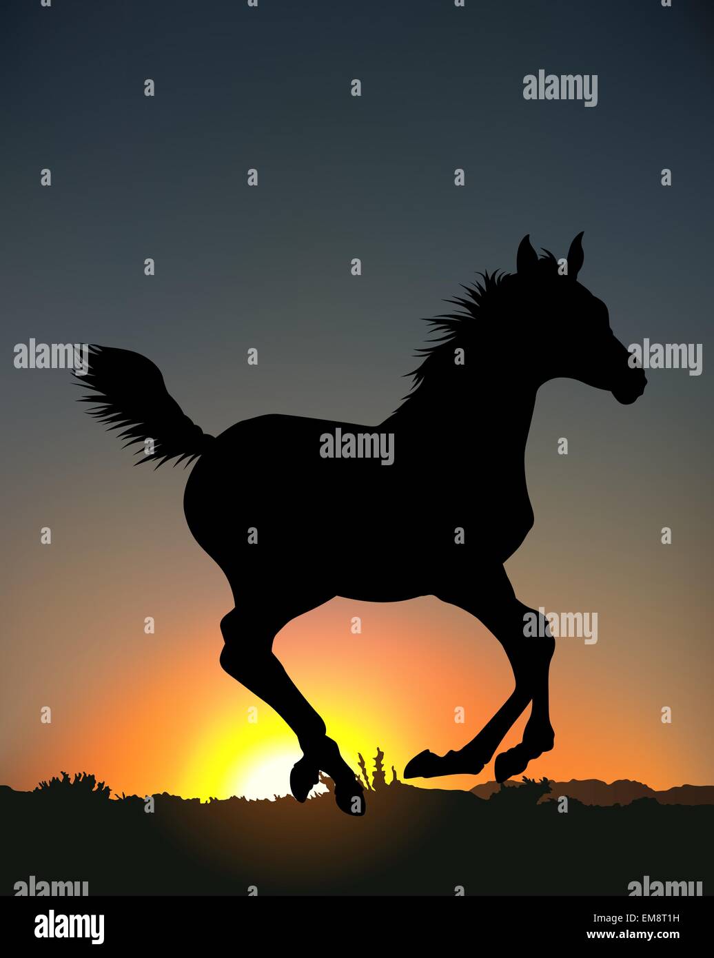 Laufende Pferd Silhouette Stock Vektor