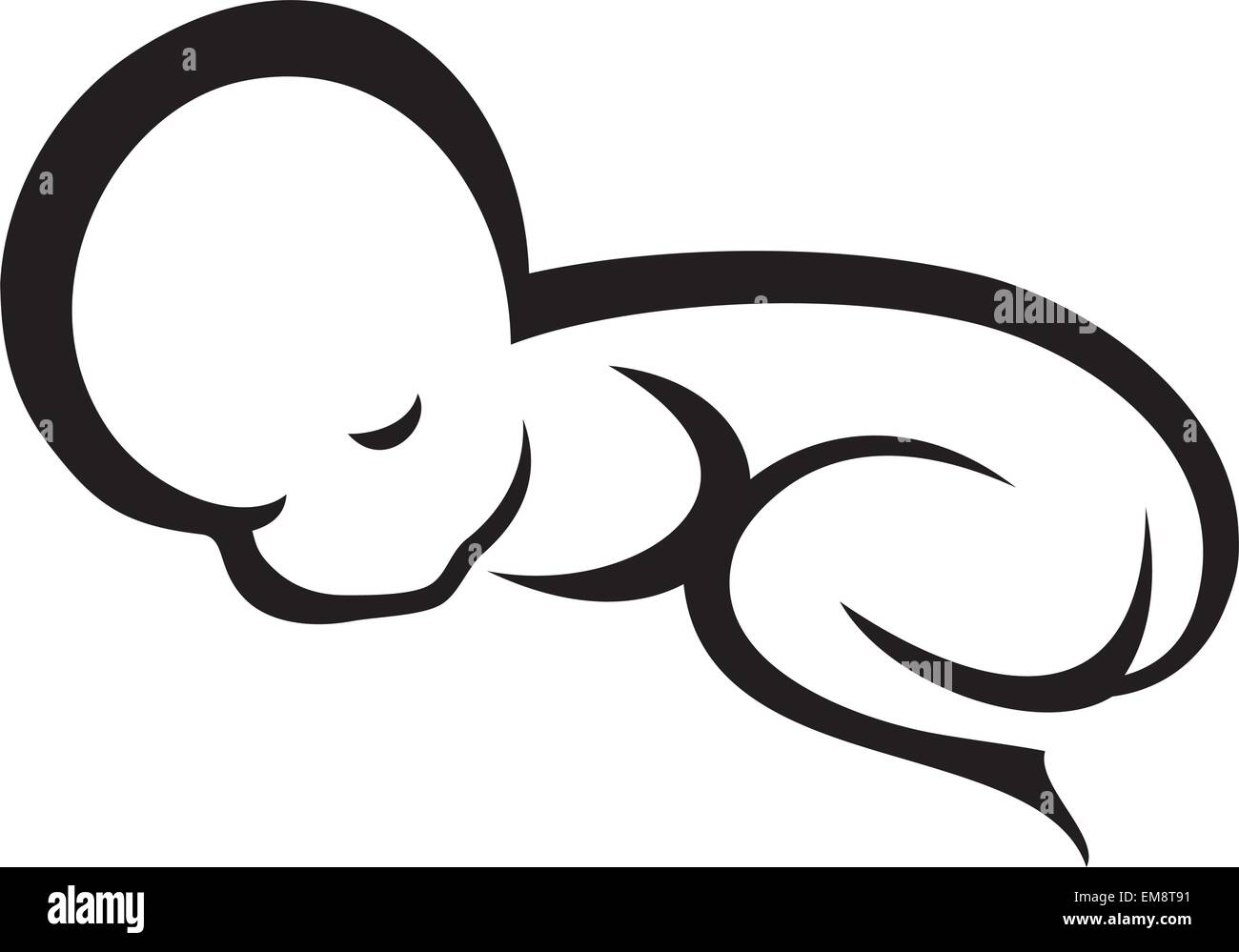 Silhouette des schlafenden Neugeborenen baby Stock Vektor