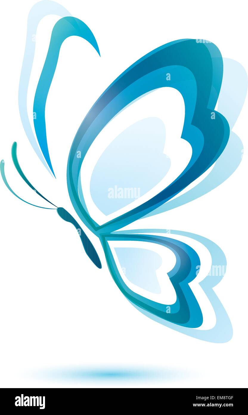 blauer Schmetterling, Schönheitskonzept, isolierte Vektor-symbol Stock Vektor