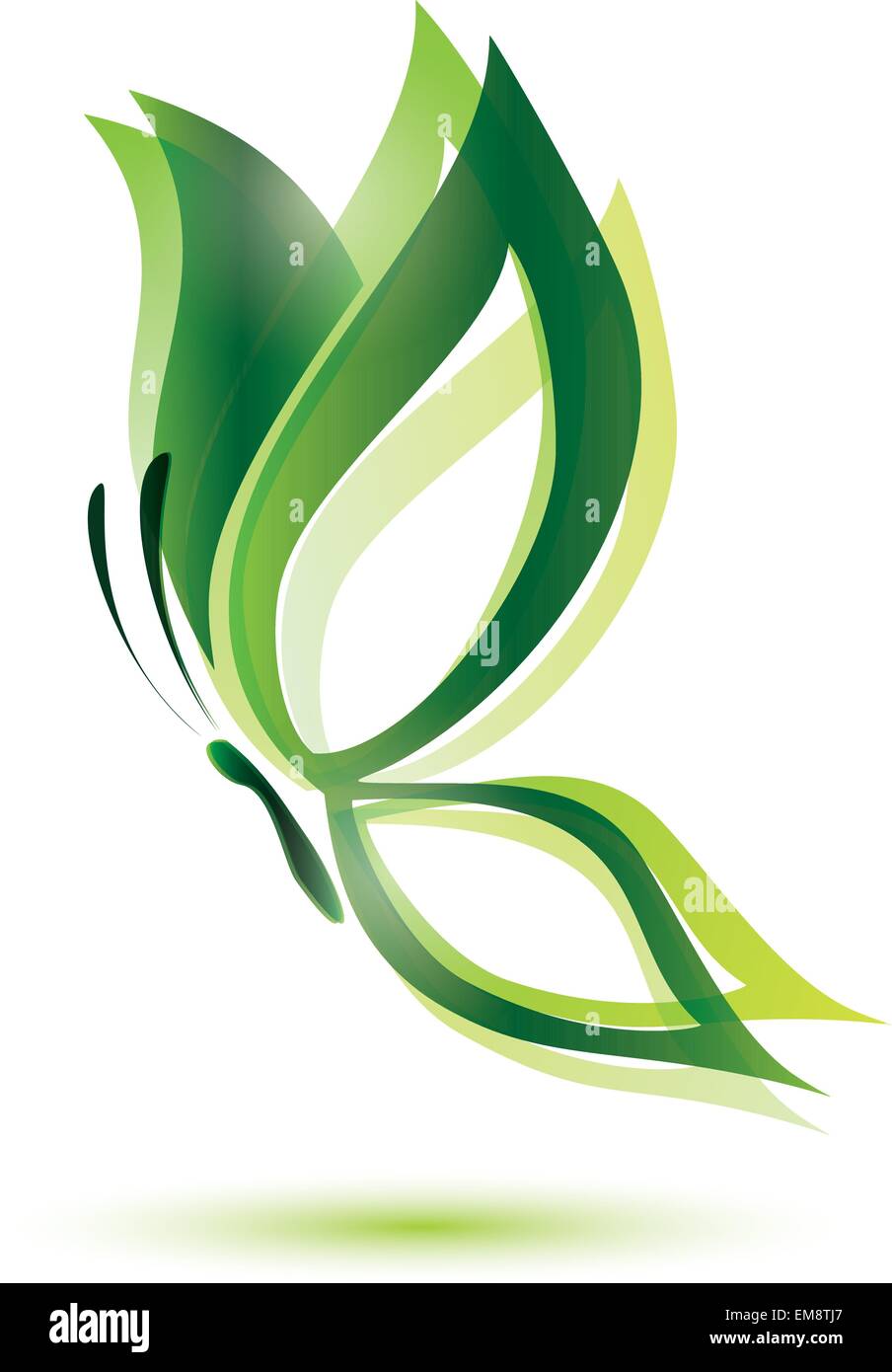 grüner Schmetterling, Ökologie-Konzept, isolierte Vektor-symbol Stock Vektor