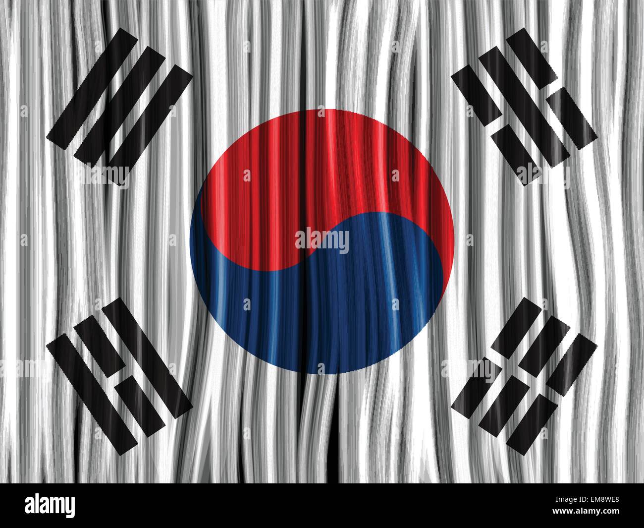 Südkorea Flagge Welle Stoff Textilhintergrund Stock Vektor