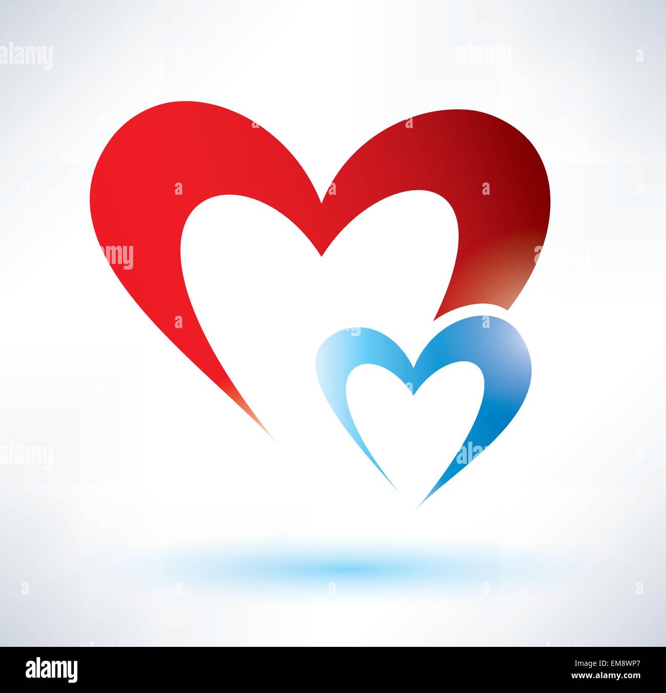 zwei Herzen Vektor-Symbol, Liebe oder Medizin-Konzept Stock Vektor