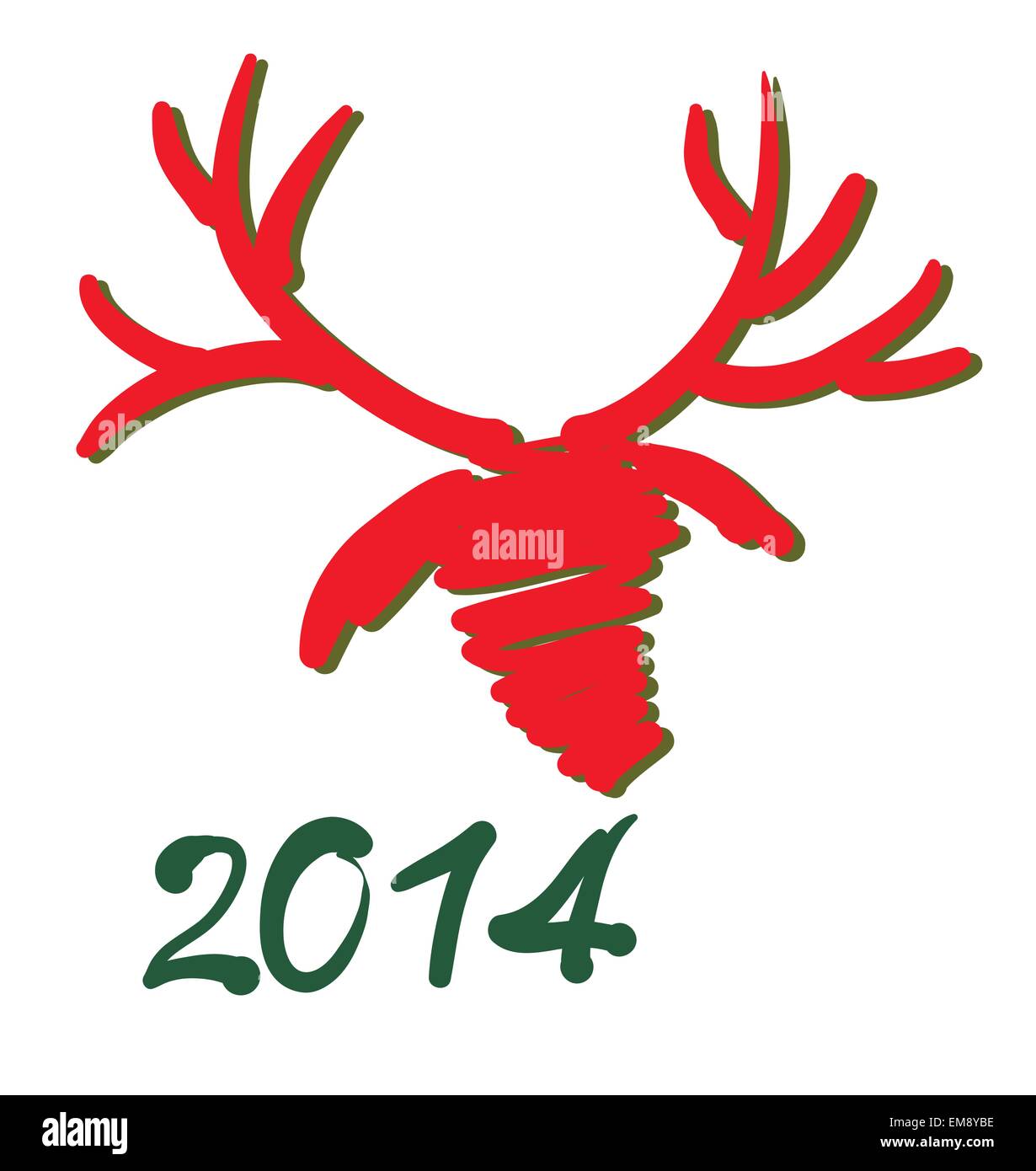 Hirsch Vektor Weihnachten Hirsch und Neujahr handgemalte Dekoration Stock Vektor