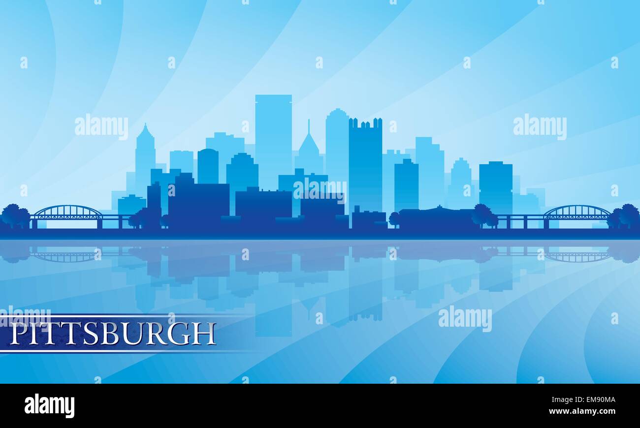 Pittsburgh Stadt Skyline Silhouette Hintergrund Stock Vektor