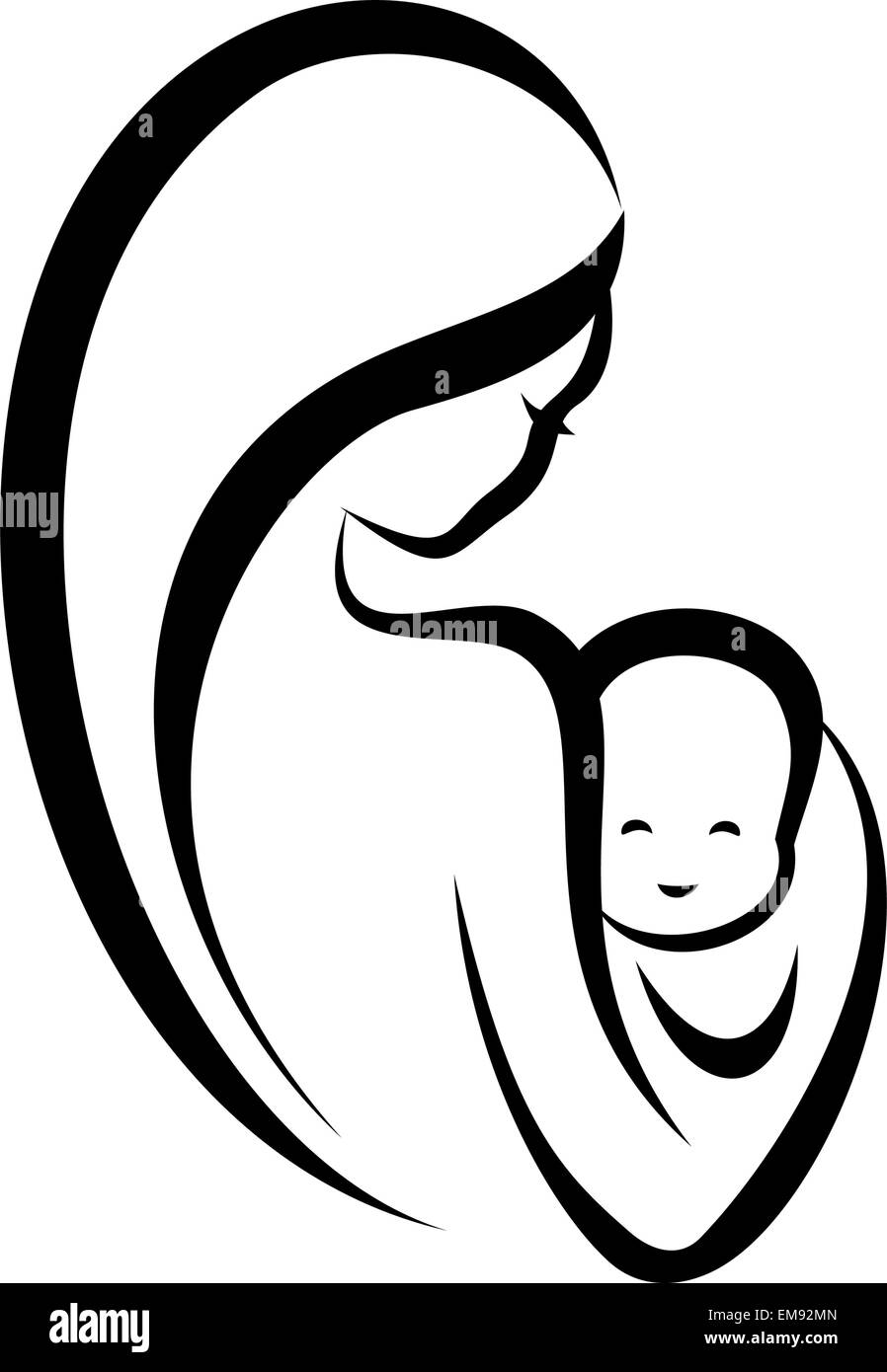 Frau und Baby, isolierte Vektor-symbol Stock Vektor