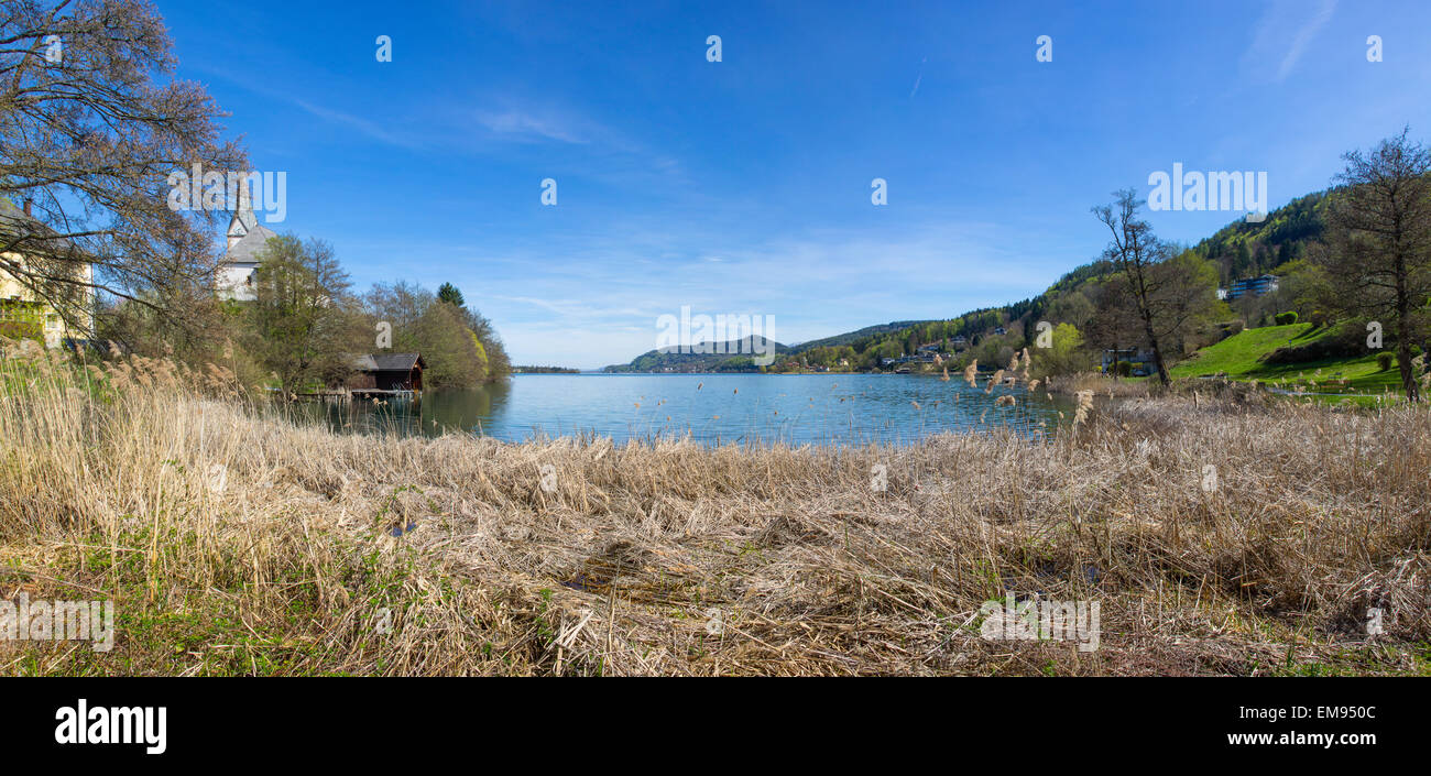 Lake Woerth Aussicht vom Strand Maria Woerth Stockfoto