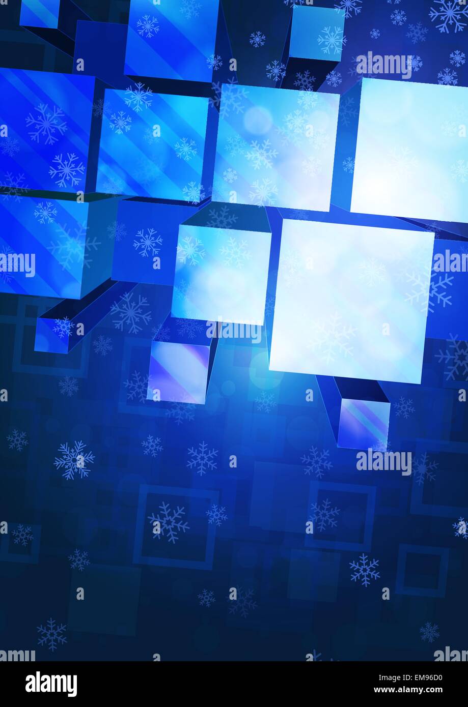 Hintergrund mit Schneeflocken und geometrische Figuren Stock Vektor