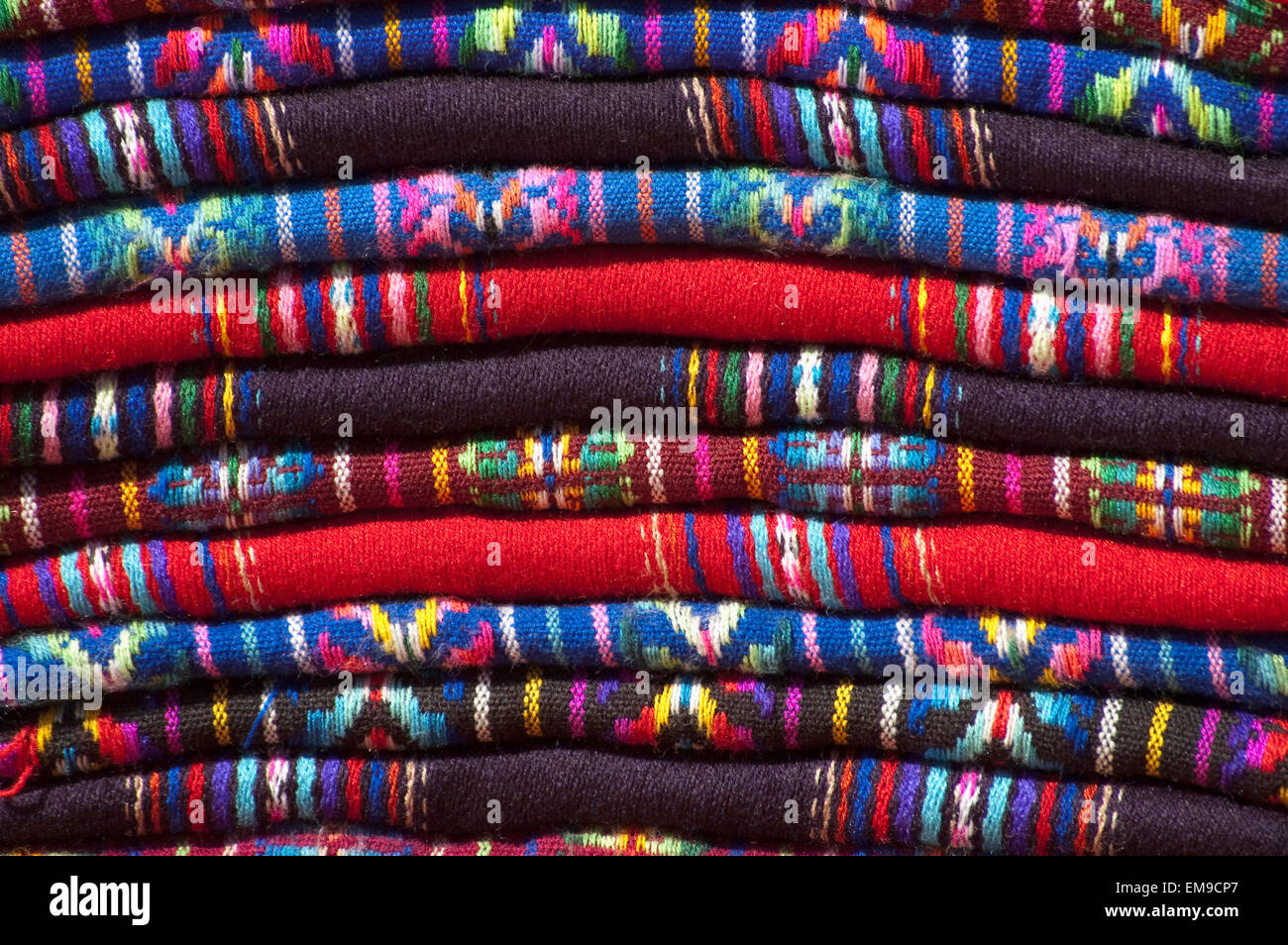Maya Textilien, San Juan Chamula, Chiapas, Mexiko Stockfoto