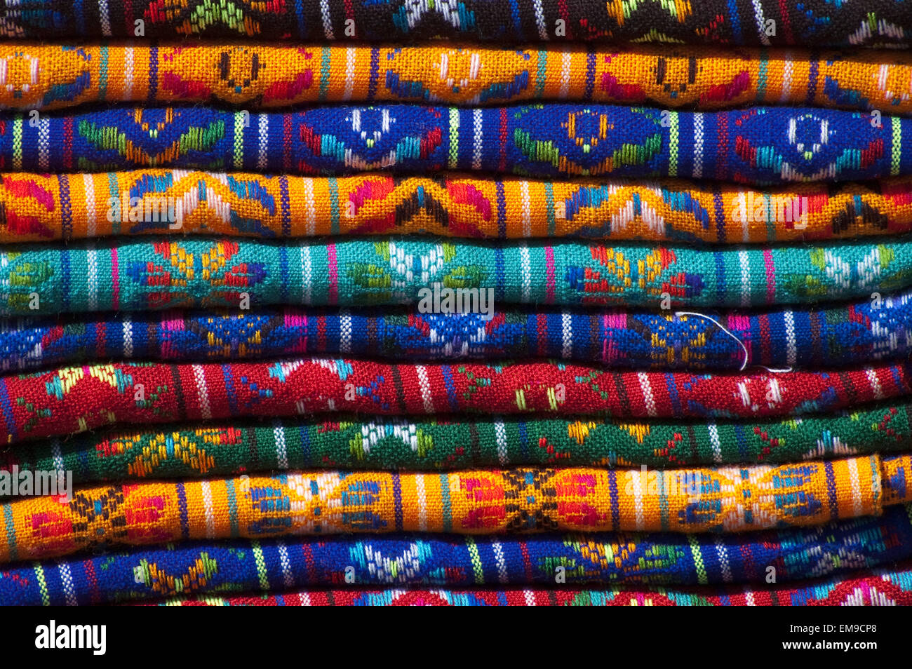 Maya Textilien, San Juan Chamula, Chiapas, Mexiko Stockfoto