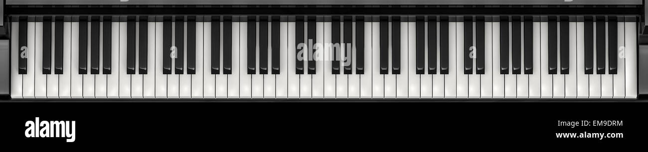 3D-Render volle Grand Piano-Tastatur Stockfoto