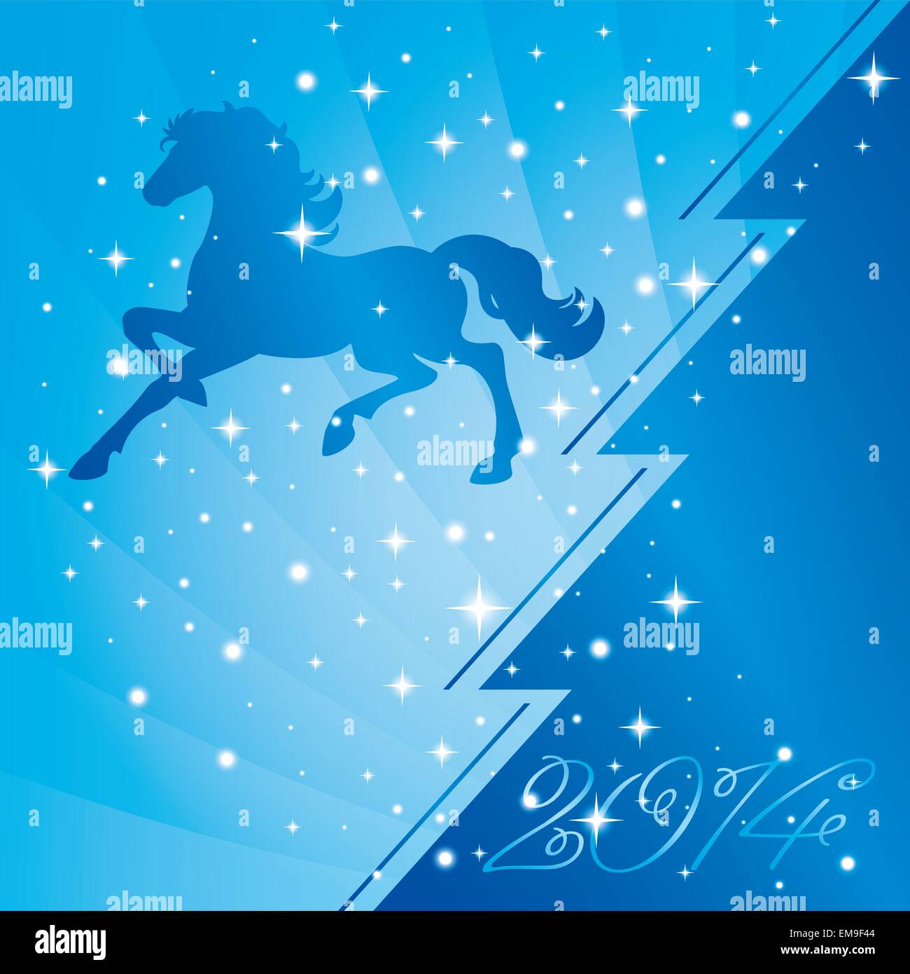 Hintergrund mit Pferd Silhouette und Weihnachtsbaum Stock Vektor