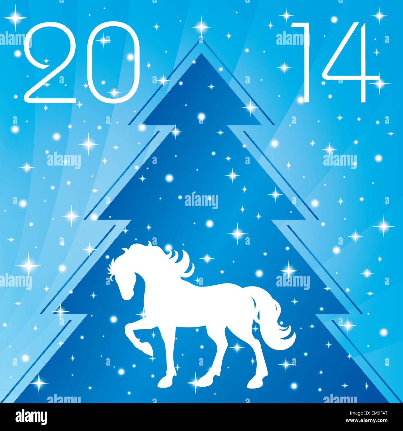 Hintergrund mit Pferd Silhouette und Weihnachtsbaum Stock Vektor