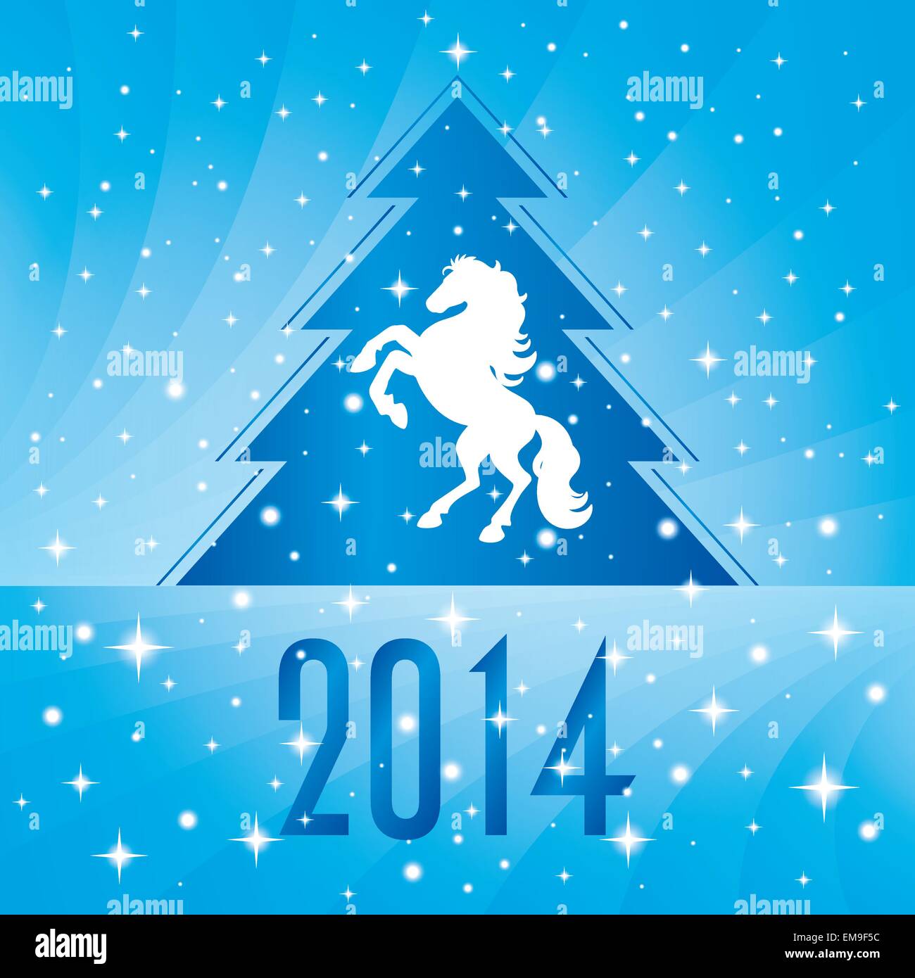 Hintergrund mit Pferd Silhouette und Weihnachtsbaum Stock Vektor