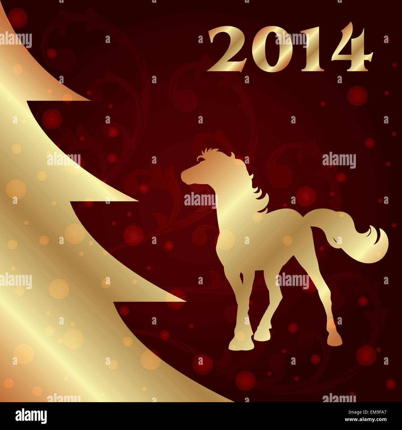 Hintergrund mit Pferd Silhouette und Weihnachtsbaum Stock Vektor