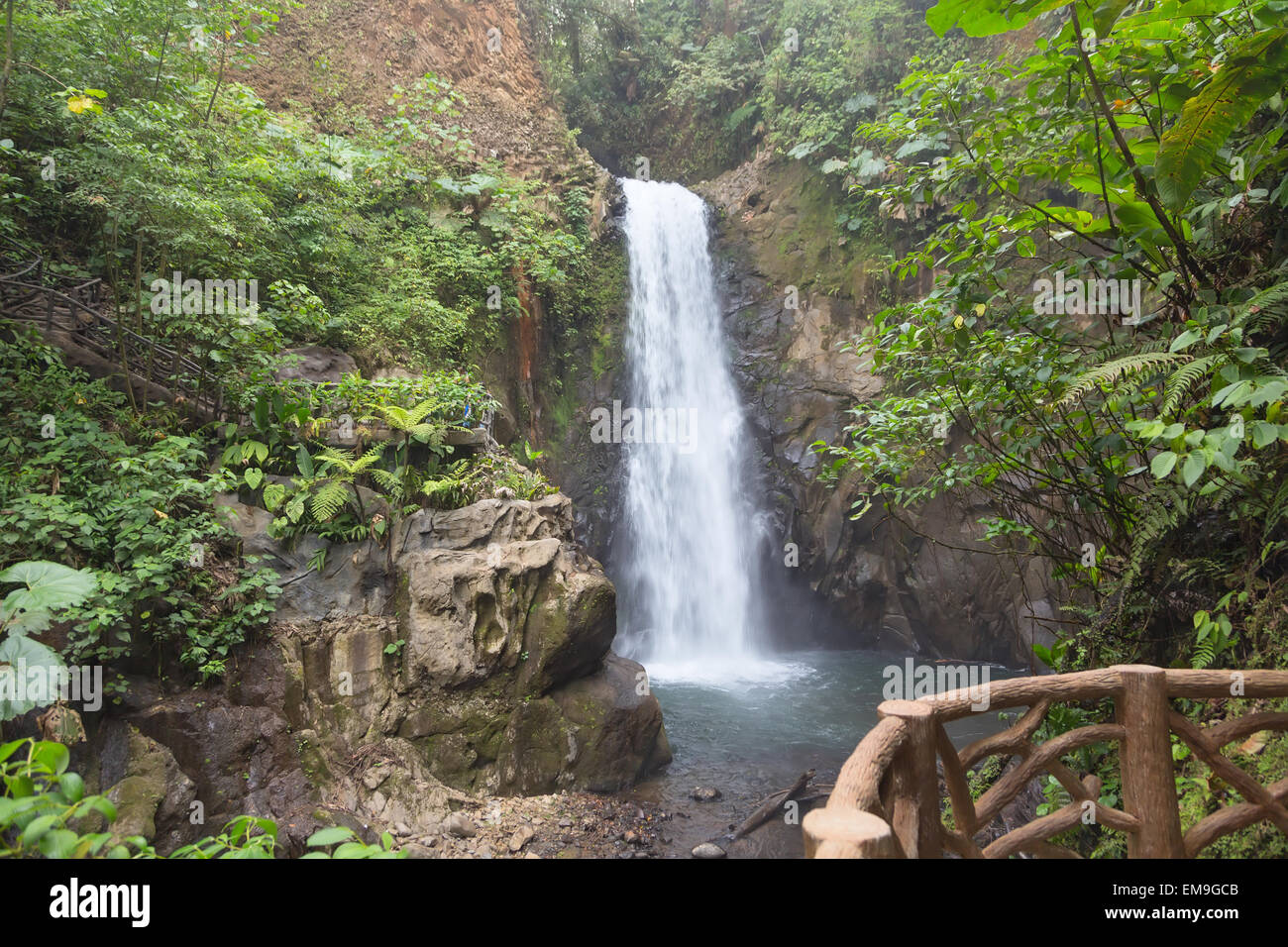 Fernsicht auf La Paz Wasserfall unter dem Regenwald, Costa Rica Stockfoto