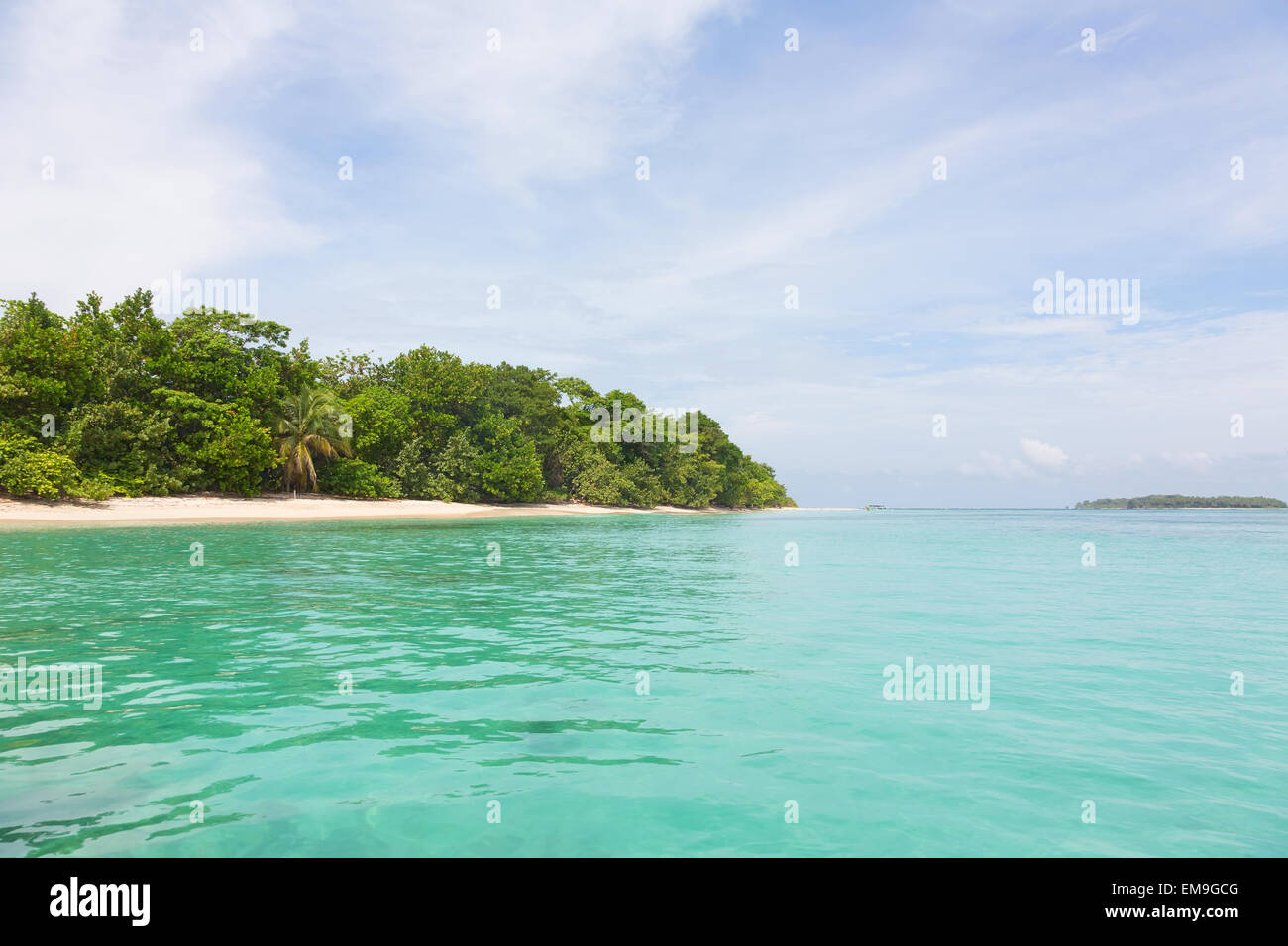Blick auf Zapatilla Inseln aus dem Meer, Panama Stockfoto