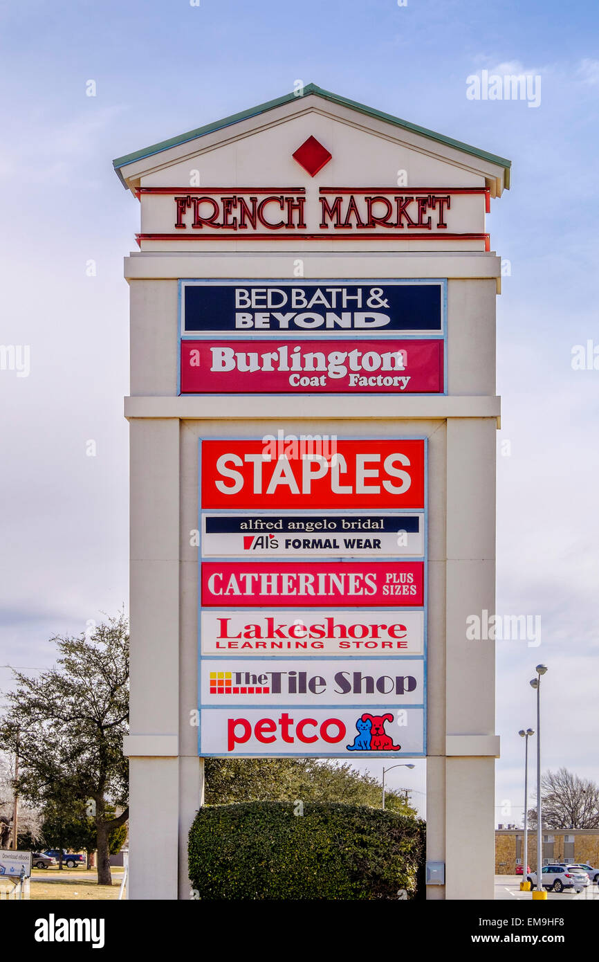 Ein Denkmal Verzeichnisliste Unternehmen in einer Mall in Oklahoma City, Oklahoma, USA. Stockfoto