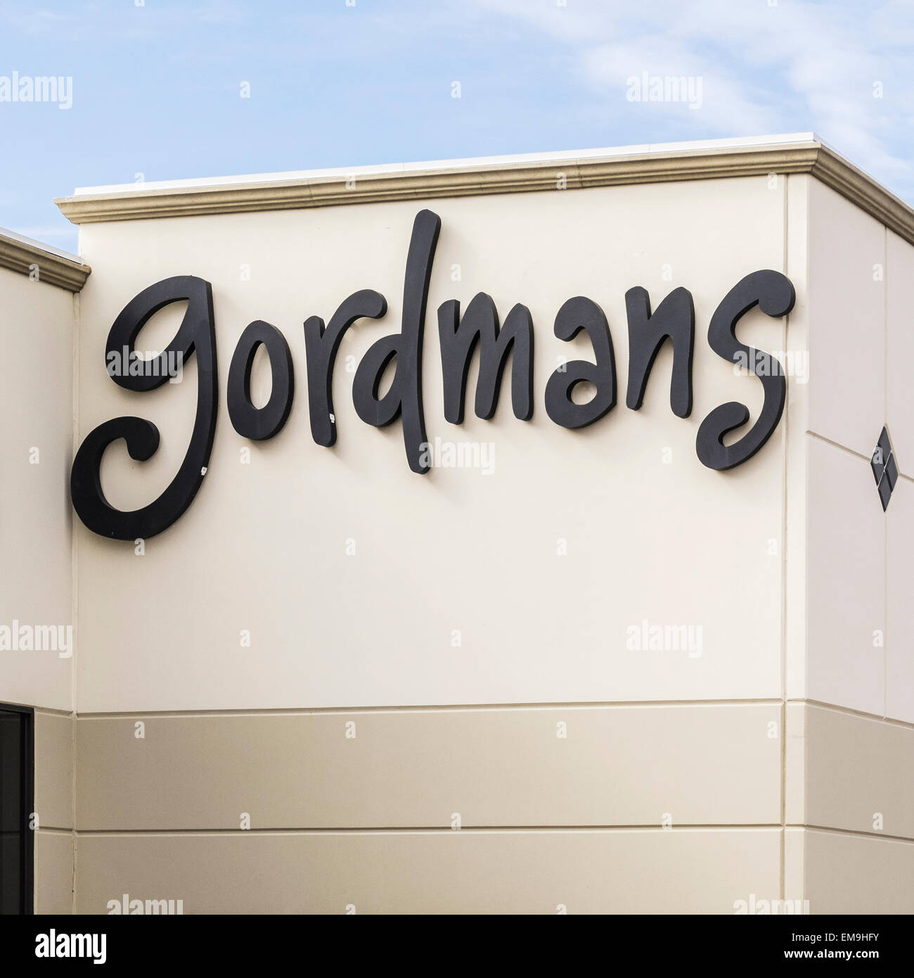 Das vordere äußere eines Gordmans-Kaufhaus in Oklahoma City, Oklahoma, USA, zeigt die Logo-Zeichen. Stockfoto