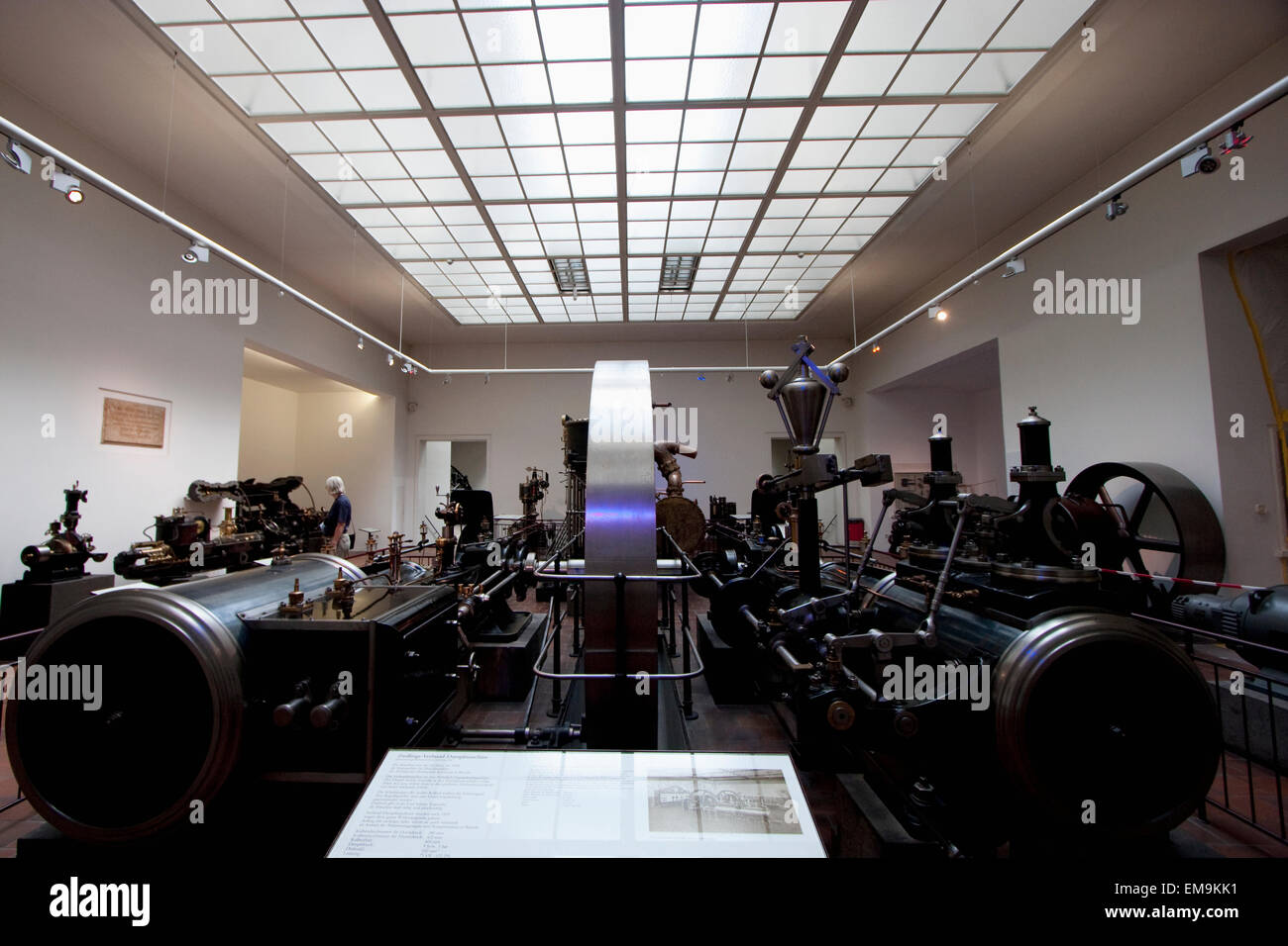 Twin-Dampfmaschine auf dem Display im Deutschen Museum, München, Bayern, Deutschland Stockfoto