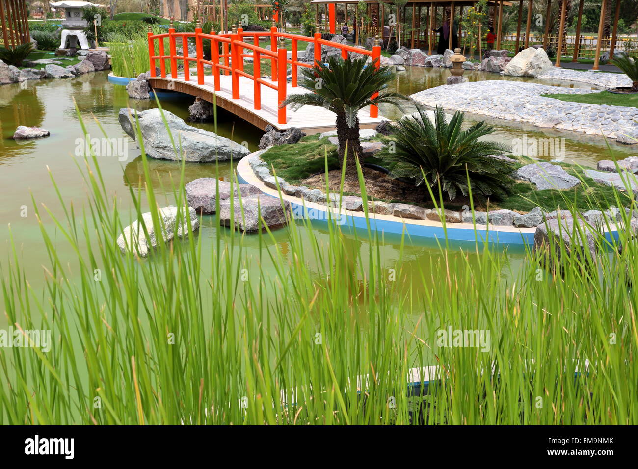 Japanischer Garten im Königreich Bahrain Al Areen Wildlife Park Stockfoto