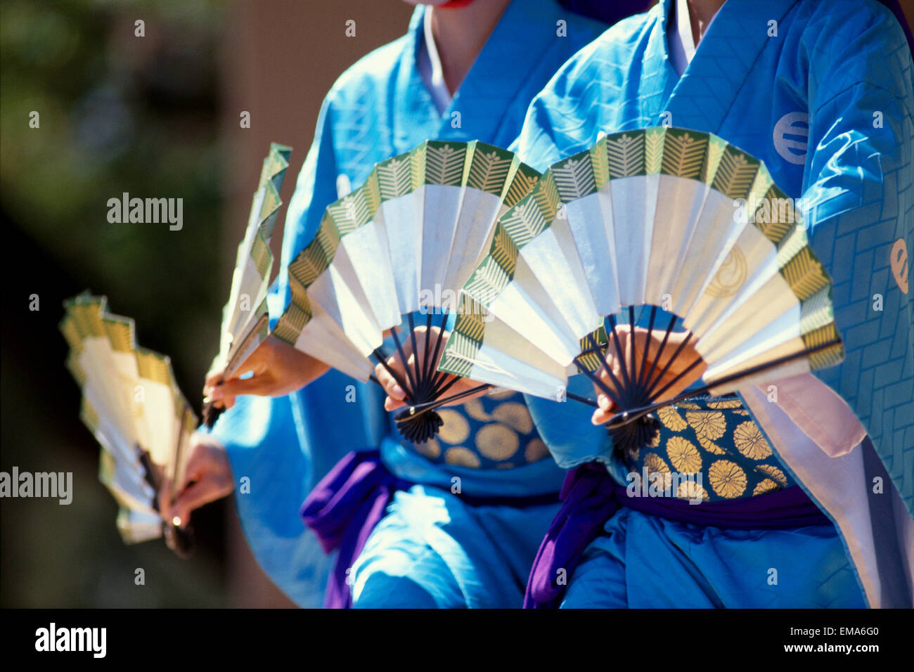 Hawaii, traditionellen japanischen Tanz Fan Detail Stockfoto