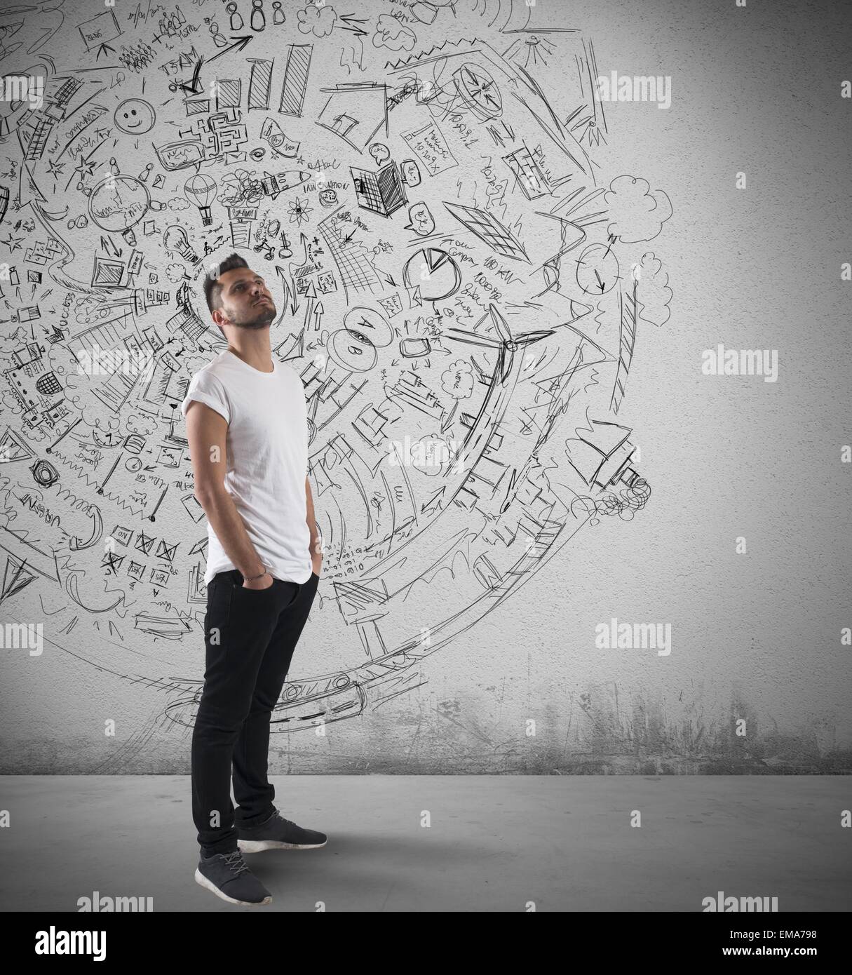 Junge reflektiert über seine Zukunft Stockfoto