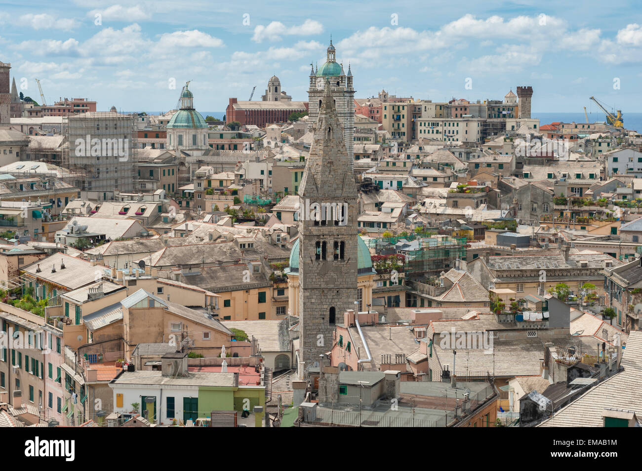 Genua Altstadt, Luftaufnahme des Centro Storico in Genua, Ligurien, Italien. Stockfoto