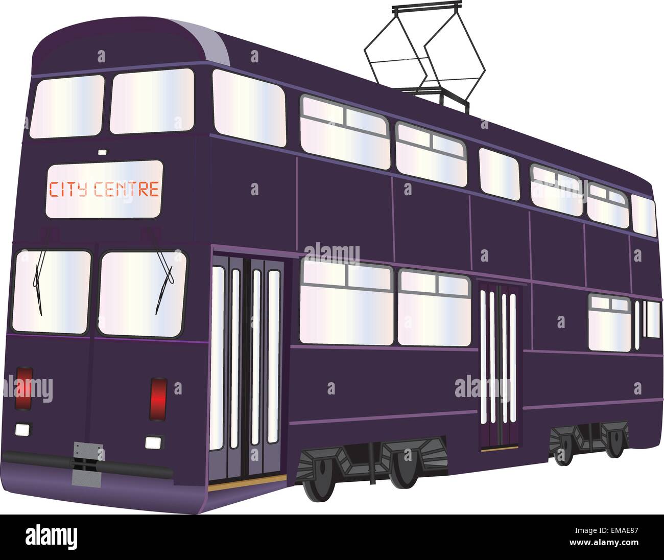 Eine Vektor-Illustration von einem Double Deck Straßenbahnwagen isoliert auf weiss Stock Vektor