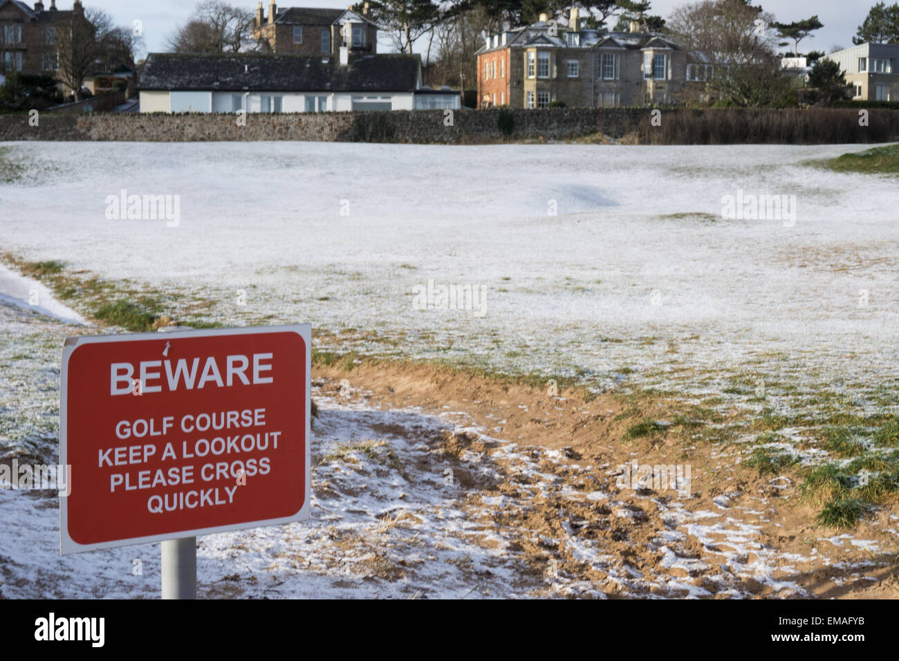 Warnung Zeichen, Westen Links, North Berwick Stockfoto