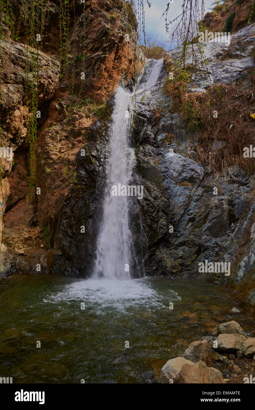 Einer der sieben Wasserfälle Setti Fatma, Ourika Tal, Atlasgebirge, Marokko Stockfoto