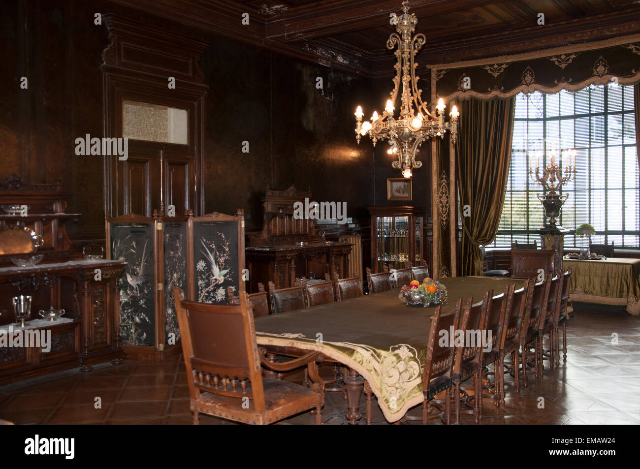 Speisesaal der Braun-Menendez Mansion, Regionalmuseum Magallanes, Punta Arenas, Chile Stockfoto