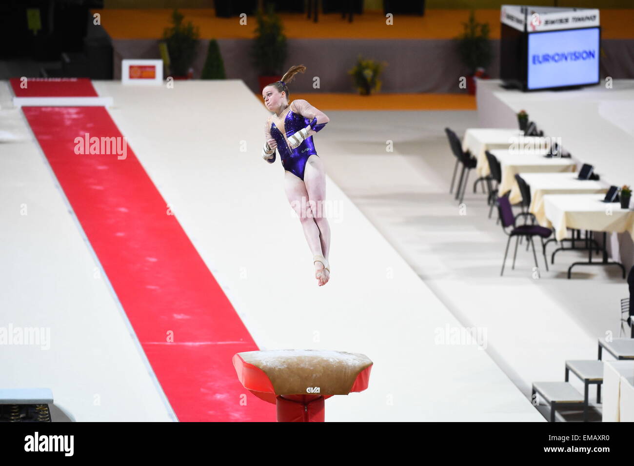 Camille Bahl - 15.04.2015 - Qualifikationen - Championnats d ' Europe Gymnastique Artistique - Montpellier.Photo: Andre Delon/Icon Sport Stockfoto