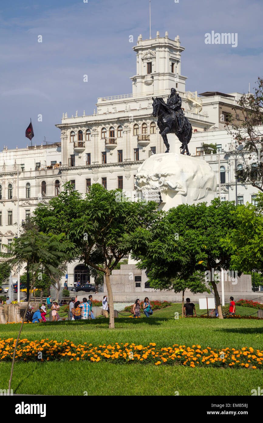 Lima, Peru.  Plaza San Martin. Stockfoto