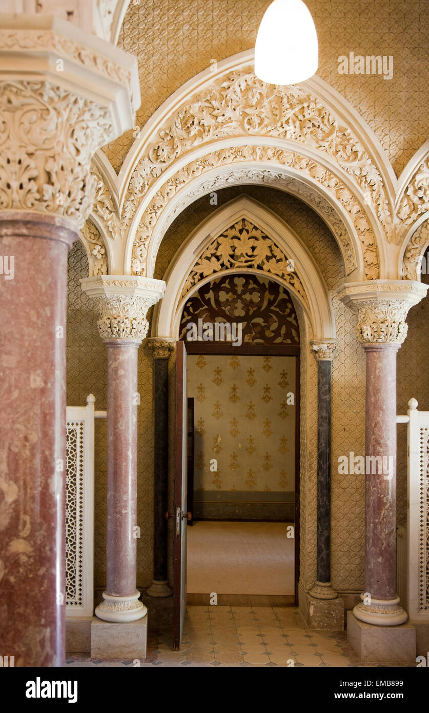 Monserrate Palace Villa Interieur-Details - Sintra Portugal Stockfoto