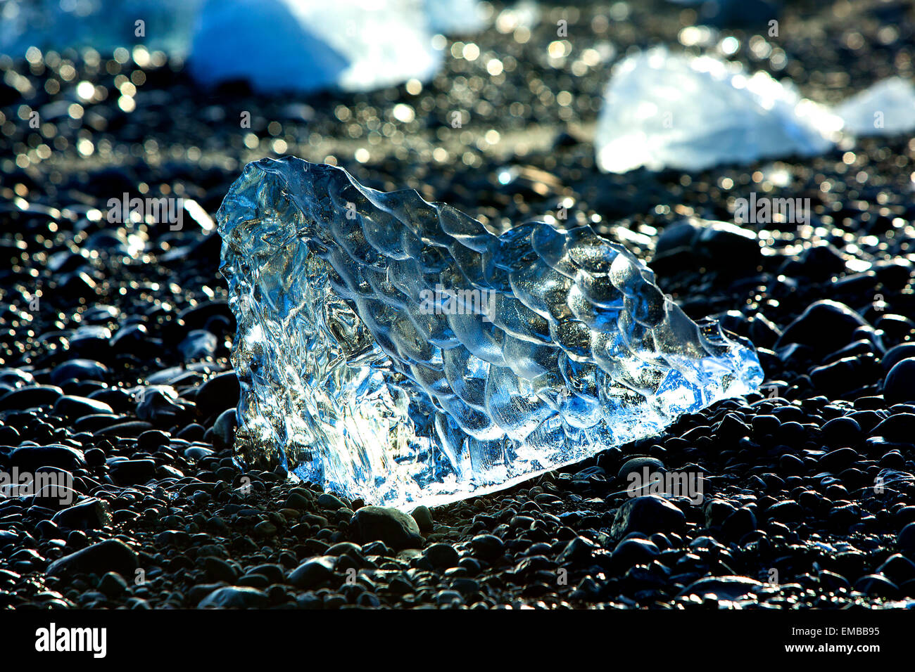 Blaue Eisschollen an die Gletscherlagune Jökulsárlón in Island Stockfoto