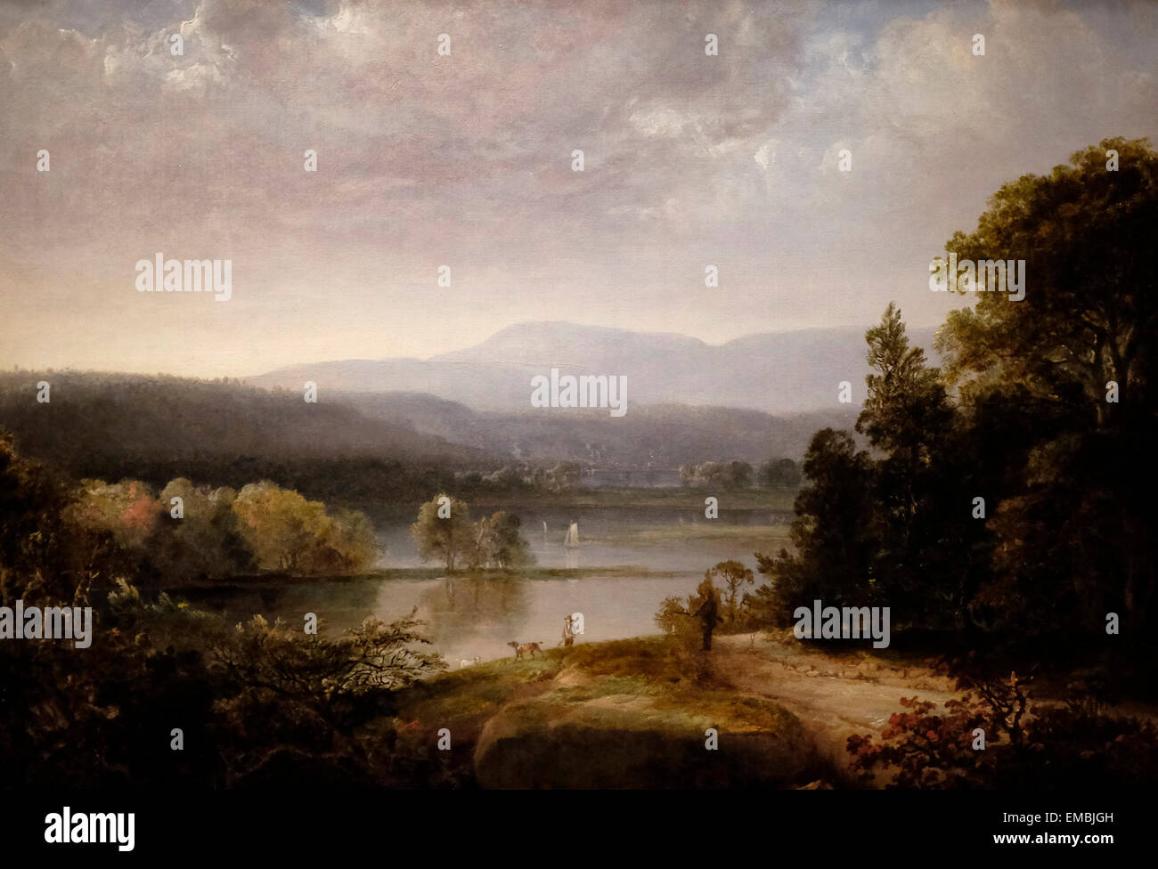 Blick auf den Fluss mit Jäger und Hunde ca. 1850 Thomas Doughty Stockfoto