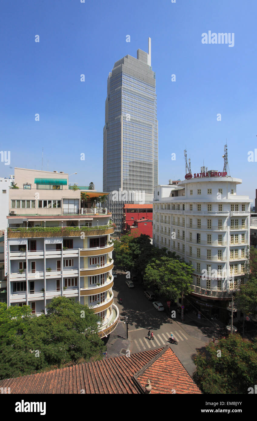 Vietnam, Ho Chi Minh Stadt, Saigon, District 1, Straßenszene, Wolkenkratzer, Stockfoto