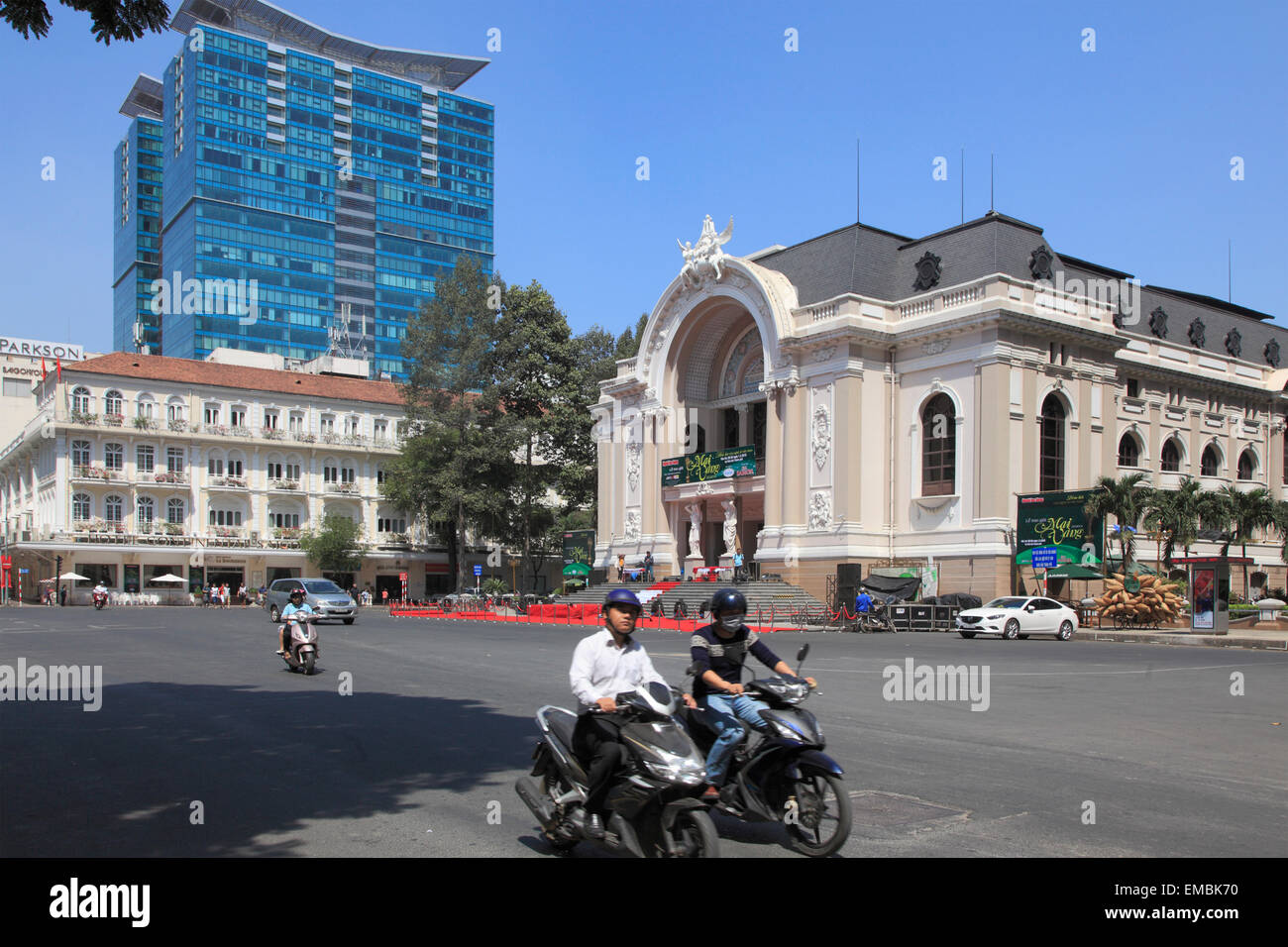 Vietnam, Ho Chi Minh Stadt, Saigon, Vincom-Center, Hotel Continental, Stadttheater, Stockfoto