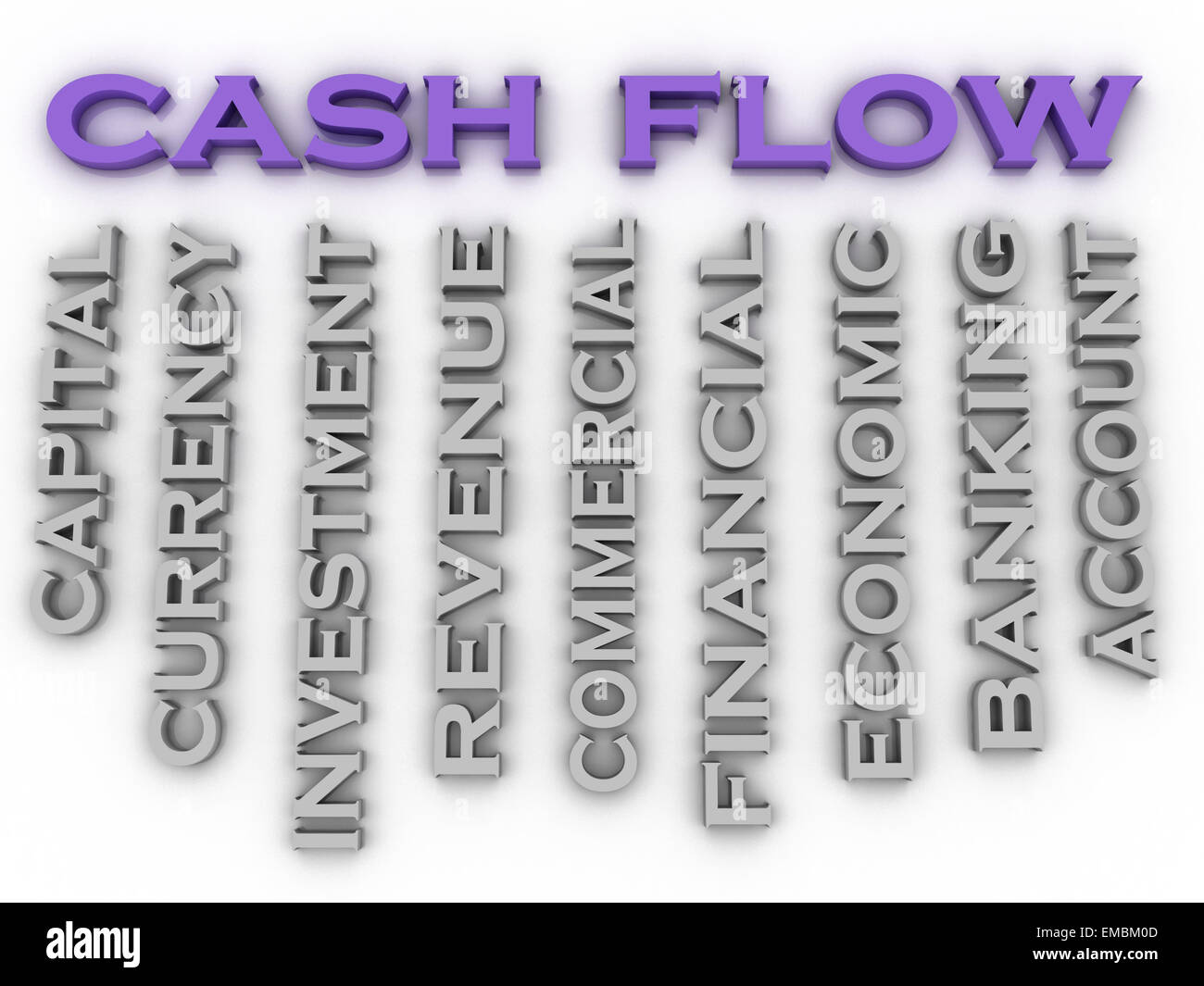 3D Bild Cashflow Probleme Konzept Word Cloud-Hintergrund Stockfoto