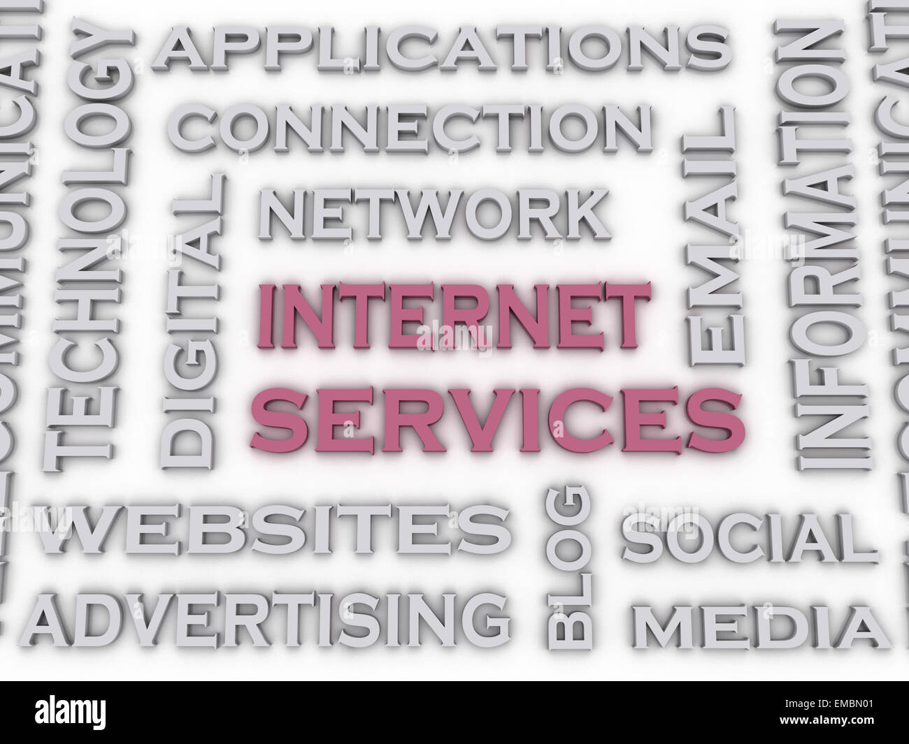 3D Bild Internet Service Fragen Konzept Wort cloud-Hintergrund Stockfoto