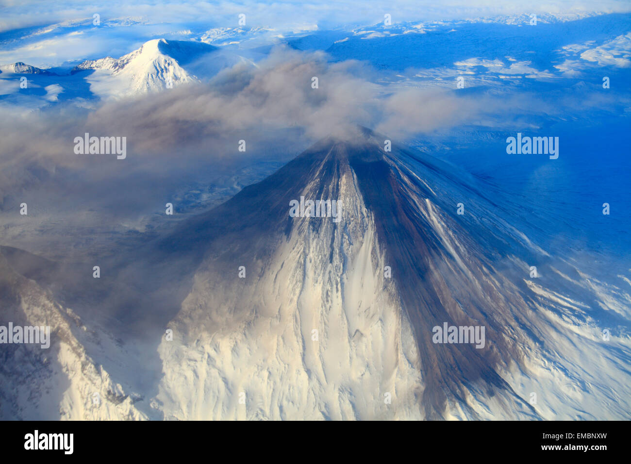 Russland, Kamtschatka, Vulkan, Luftbild, Stockfoto